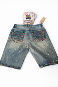Klean Kough custom denim shorts and hat