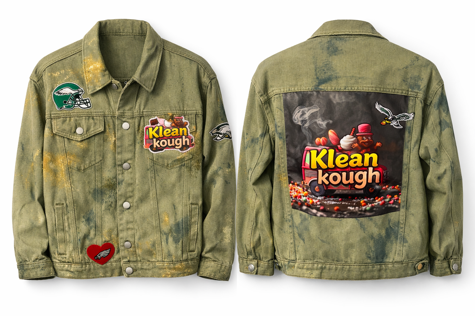 KleanKough versus the Philadelphia Eagles Jean jacket