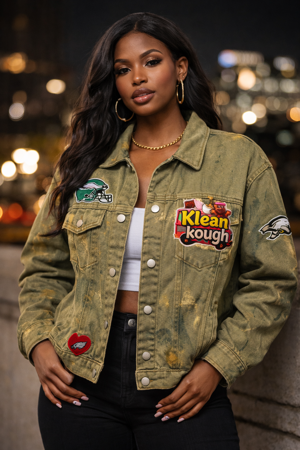 KleanKough versus the Philadelphia Eagles Jean jacket